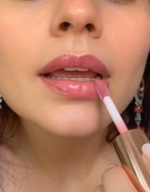 Electric pink vegan lip gloss