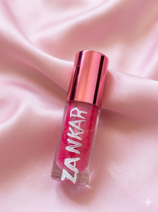 Electric pink vegan lip gloss